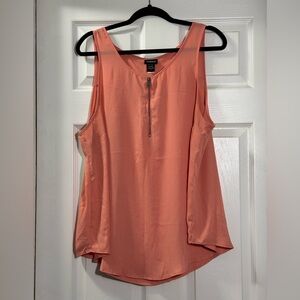 Torrid 2X Coral Zip Neck Sleeveless Blouse Flowy Plus Size Tank Top